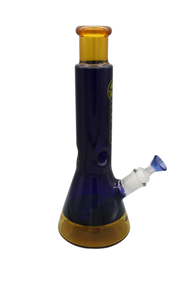 On Point Glass - Dual Color Art Beaker Water Pipe - with 14M Bowl 12" Side View