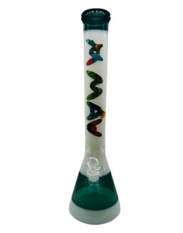 Mav Glass 18" Cactus Teal & White Beaker Bong