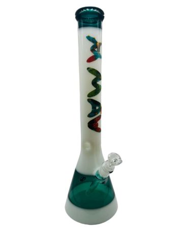 Mav Glass 18" Cactus Teal & White Beaker Bong Right View